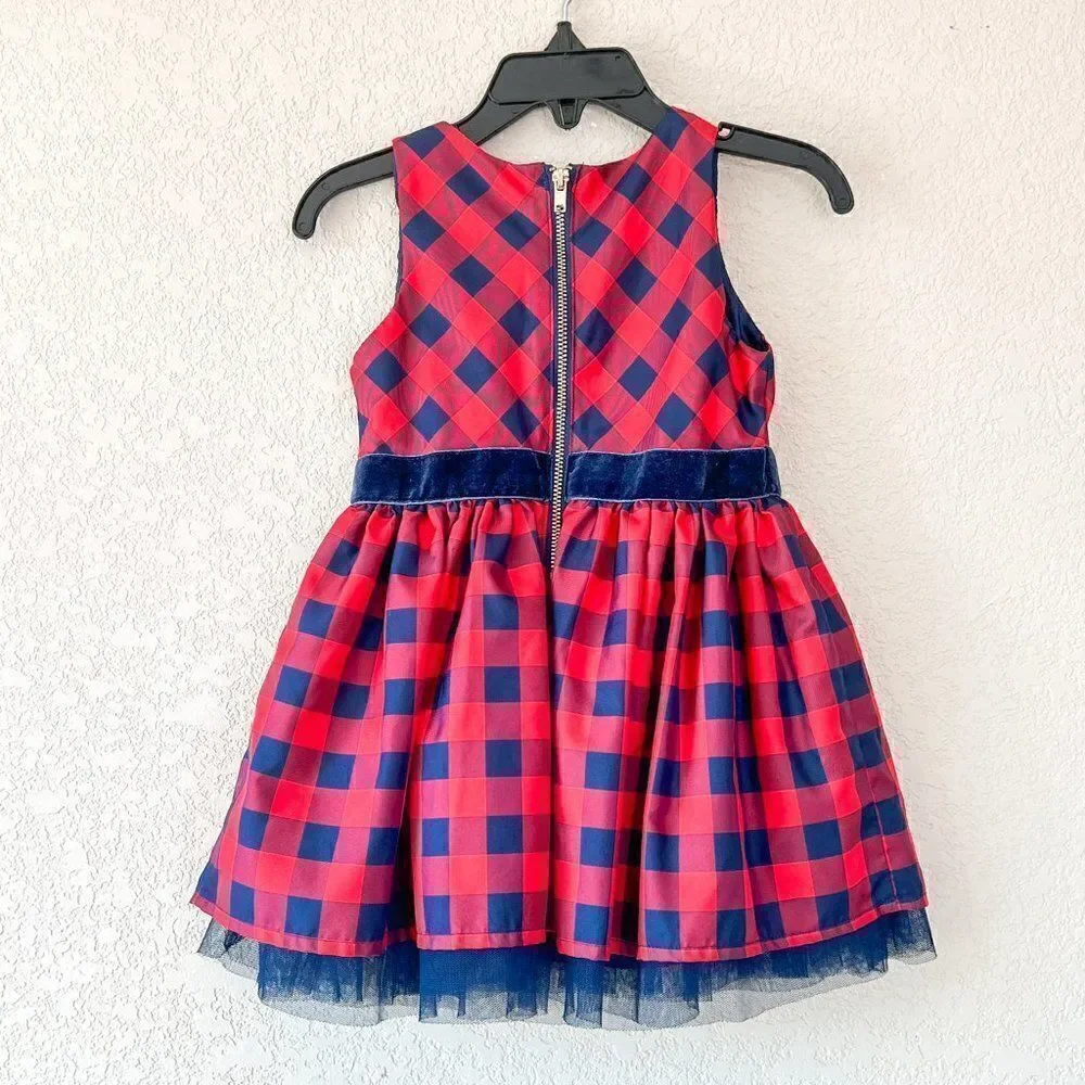 Cat & Jack Plaid Tulle Holiday Dress, Size 18M